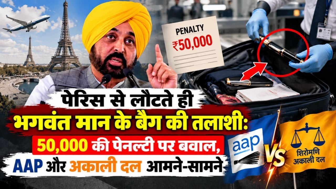 पेरिस से लौटते ही भगवंत मान के बैग की तलाशी: 50,000 की पेनल्टी पर बवाल, AAP और अकाली दल आमने-सामने