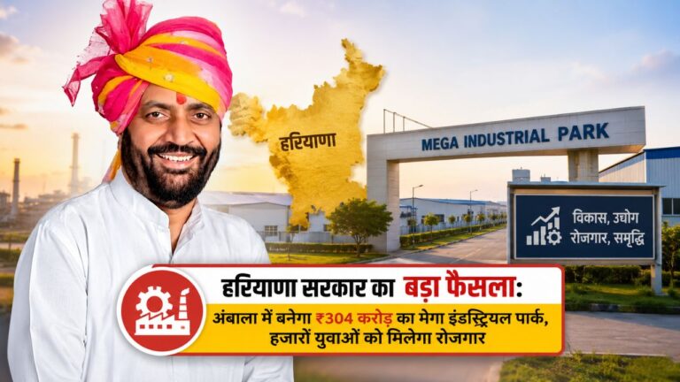 हरियाणा सरकार का बड़ा फैसला: अंबाला में बनेगा ₹304 करोड़ का मेगा इंडस्ट्रियल पार्क, हजारों युवाओं को मिलेगा रोजगार