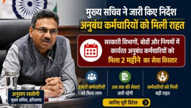 हरियाणा में आउटसोर्सिंग पार्ट-2 के कर्मचारियों की सेवा अवधि 31 अगस्त तक बढ़ी, आदेश जारी