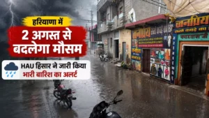 हरियाणा में 2 अगस्त से बदलेगा मौसम: HAU हिसार ने जारी किया भारी बारिश का अलर्ट