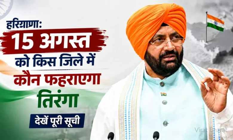 हरियाणा में 15 अगस्त को किस जिले में कौन फहराएगा तिरंगा, देखें सूची