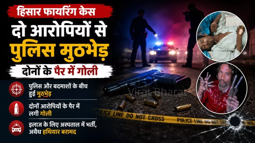 हिसार फायरिंग केस: दो आरोपियों से पुलिस मुठभेड़, दोनों के पैर में गोली