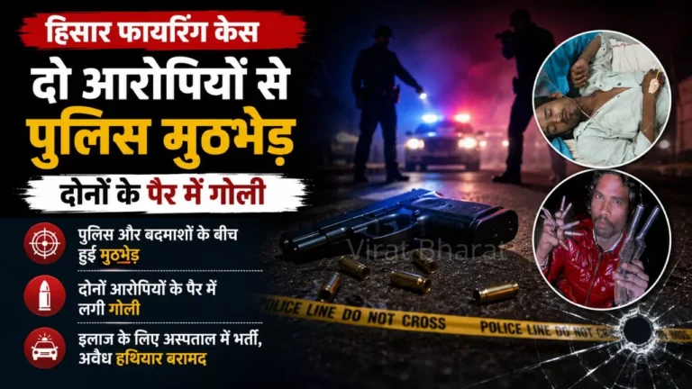 हिसार फायरिंग केस: दो आरोपियों से पुलिस मुठभेड़, दोनों के पैर में गोली हिसार फायरिंग केस: दो आरोपियों से पुलिस मुठभेड़, दोनों के पैर में गोली